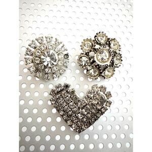 Vintage Rhinestone Brooch Trio Set